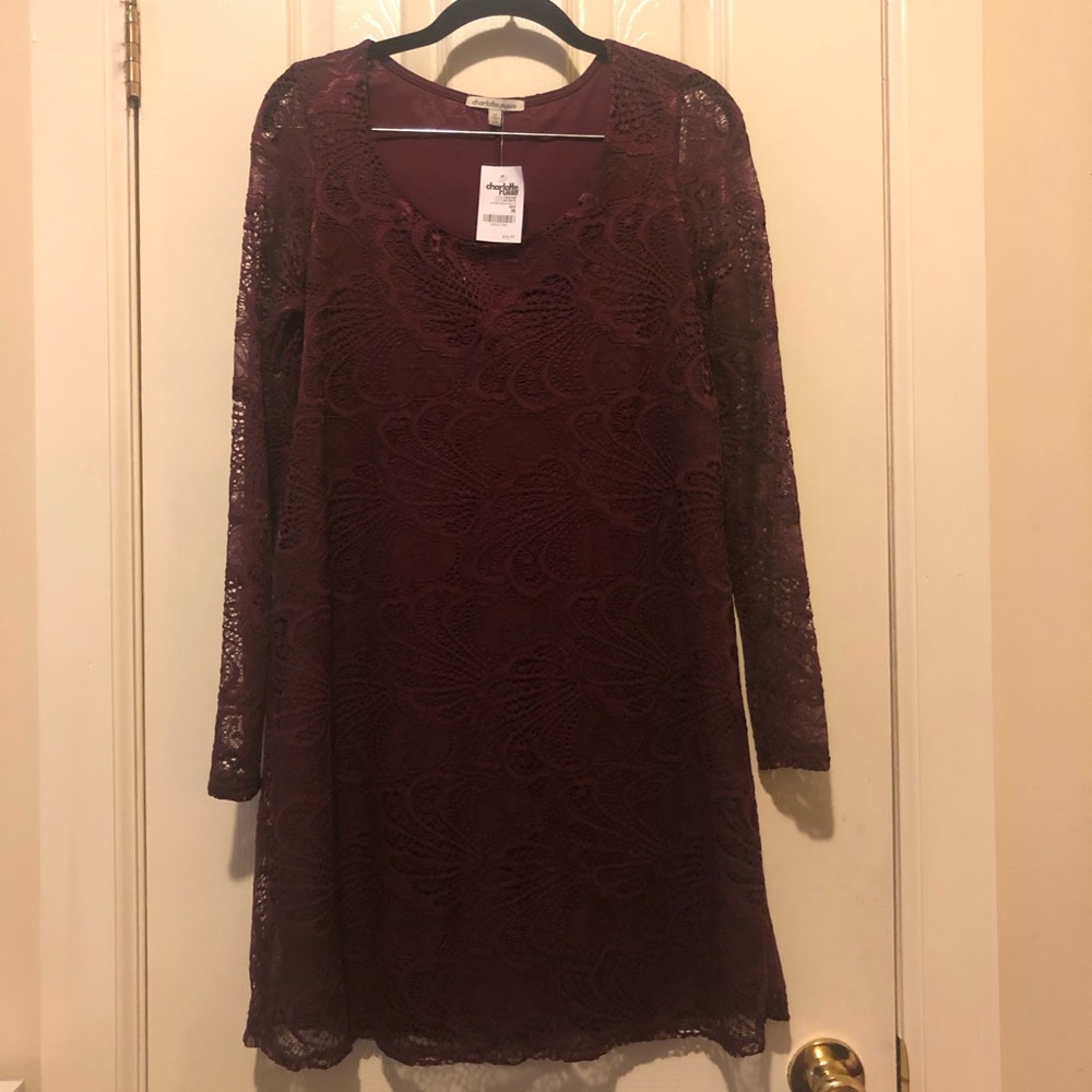 Charlotte Russe - Burgundy Lace Shift Dress